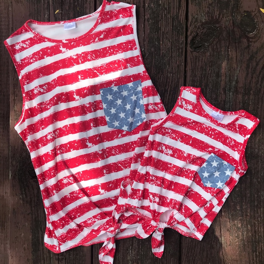 Mommy & Me Distressed Flag Tank Top